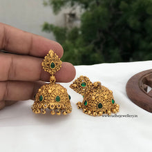 Intrigue Floral Antique Jhumkis, With Golden Beads, 3 Colors