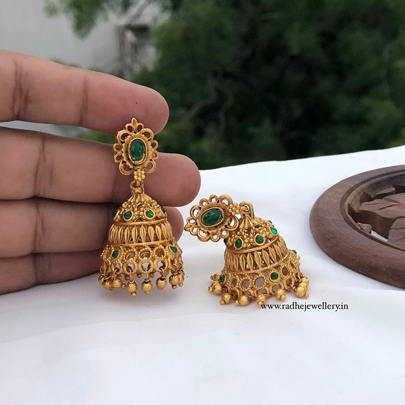 Cutwork Antique Jhumkis, With Golden Beads, 2 Colors