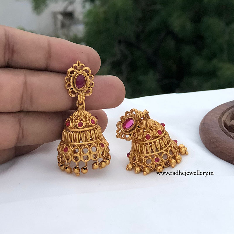 Cutwork Antique Jhumkis, With Golden Beads, 2 Colors