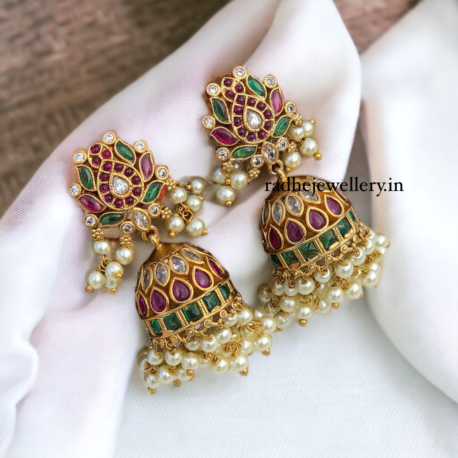 Real jadau like Kemp jhumkas [3 options]