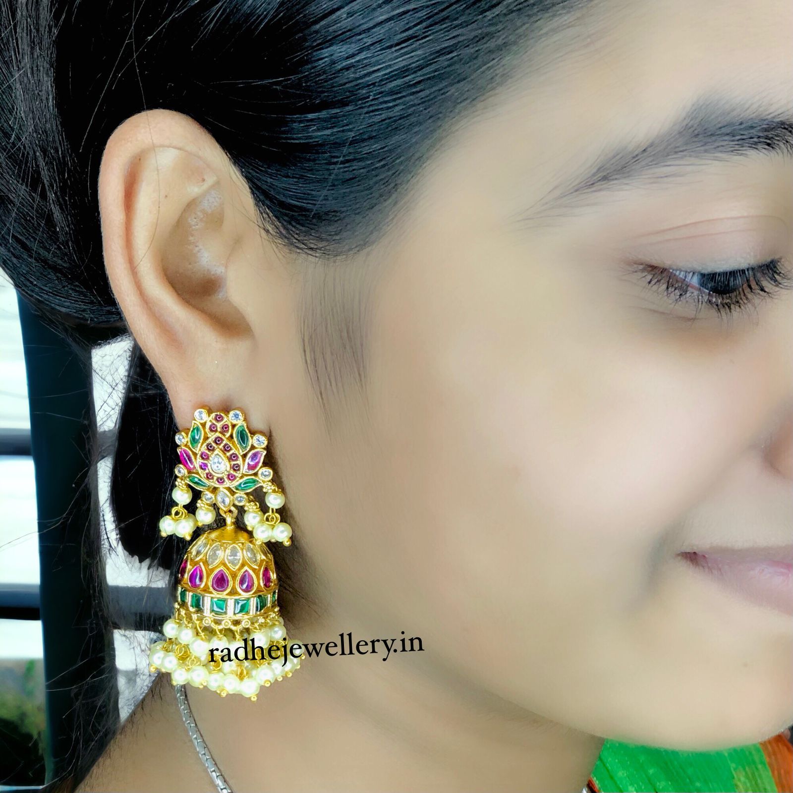 Real jadau like Kemp jhumkas [3 options]