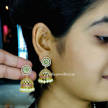 Beautiful Antique Gold Ad stone Jhumkas