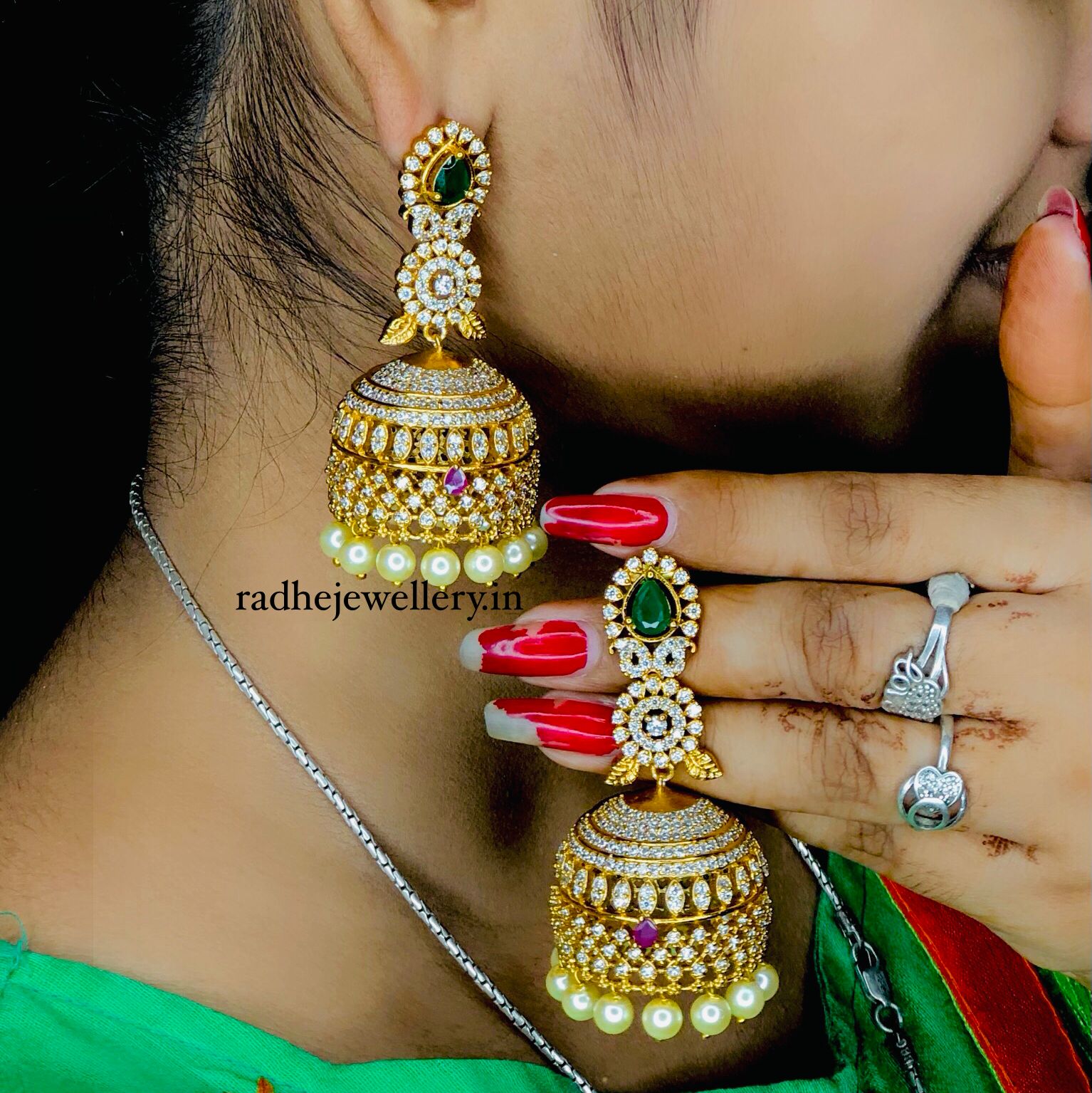 Stunning CZ Matt Bridal Jhumkas