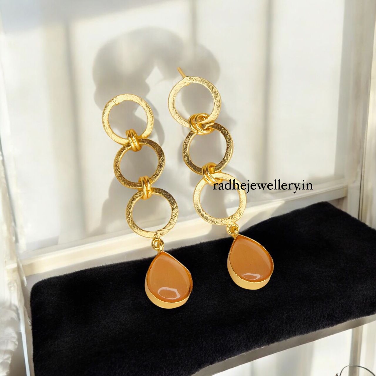 Beautiful Brass Gold Earring Gemstone Statements,Indian Earrings