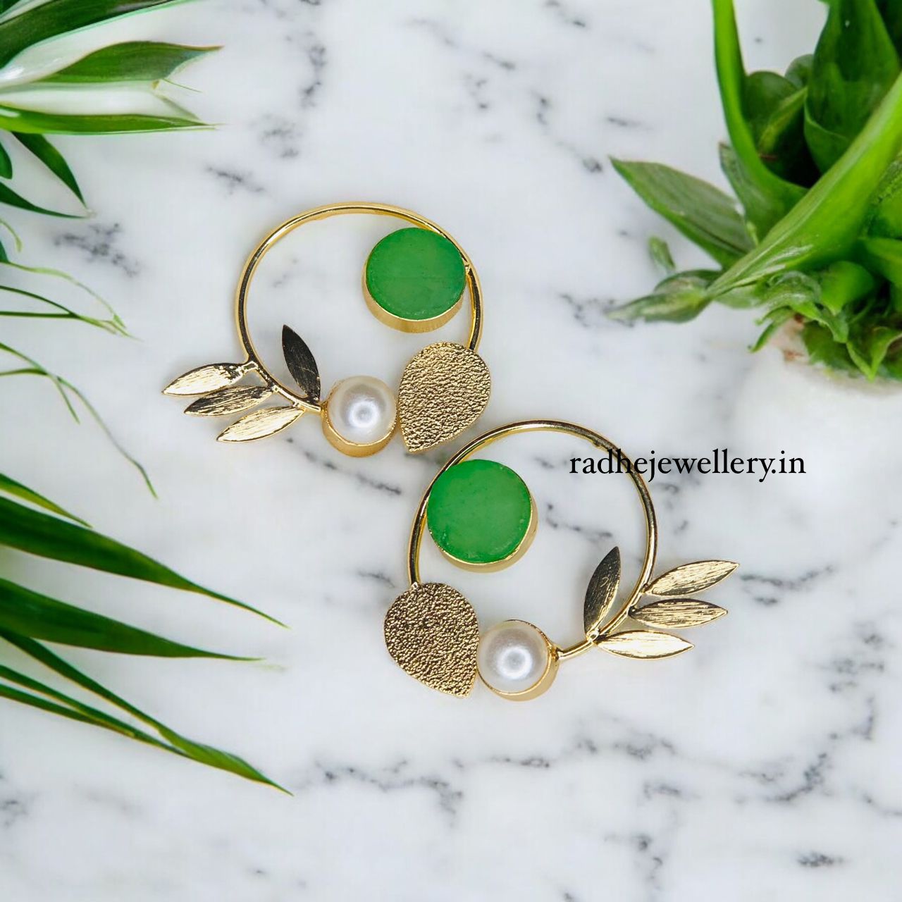 Beautiful Brass Gold Earring Gemstone Statements,Indian Earrings