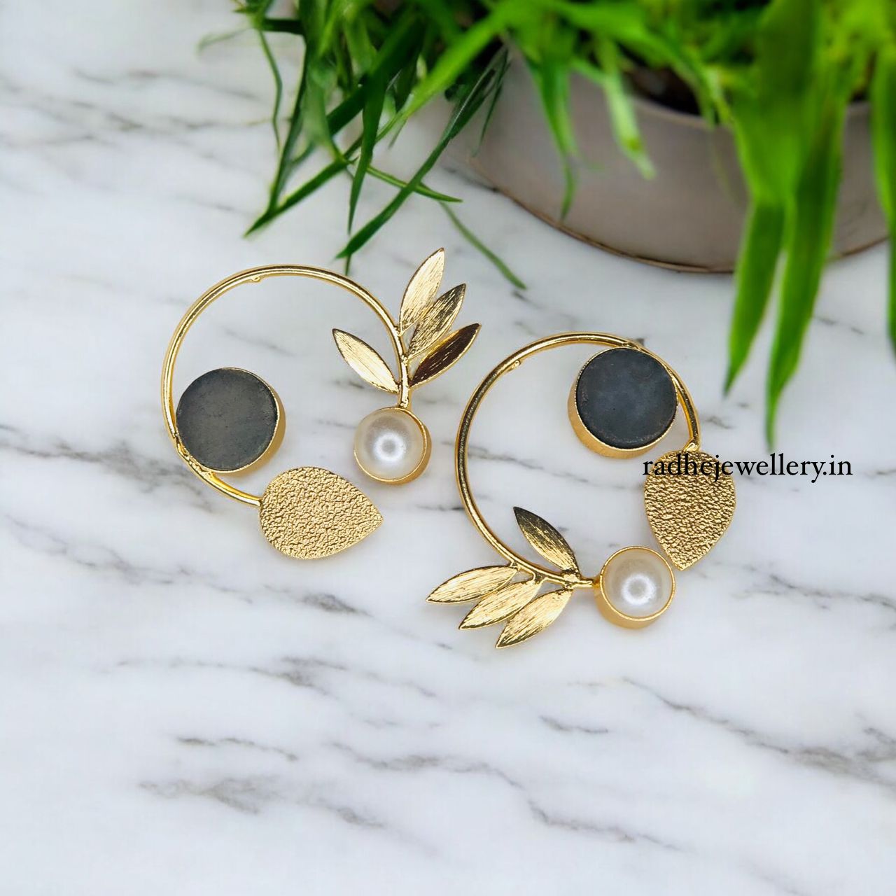 Beautiful Brass Gold Earring Gemstone Statements,Indian Earrings