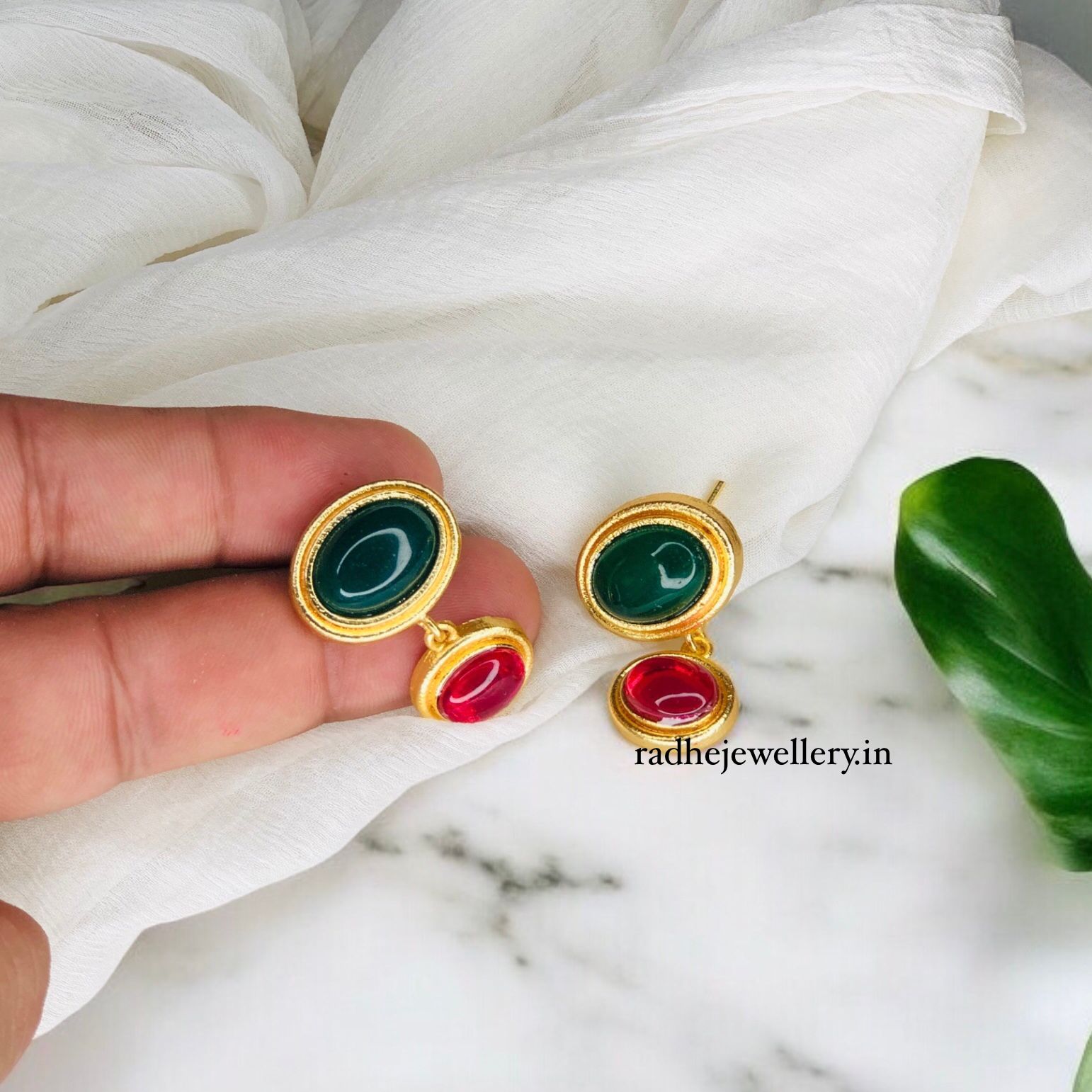 Beautiful Brass Gold Earring Gemstone Statements,Indian Earrings