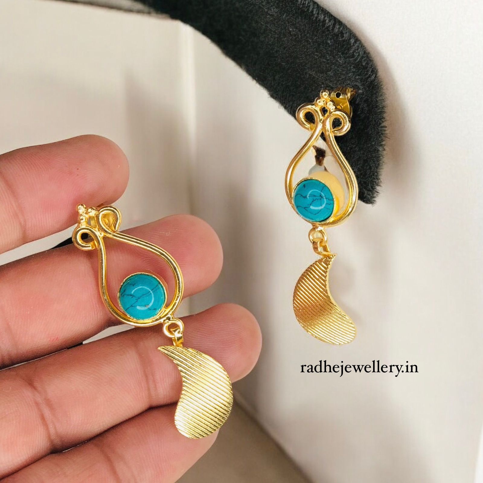 Beautiful Brass Gold Earring Gemstone Statements,Indian Earrings