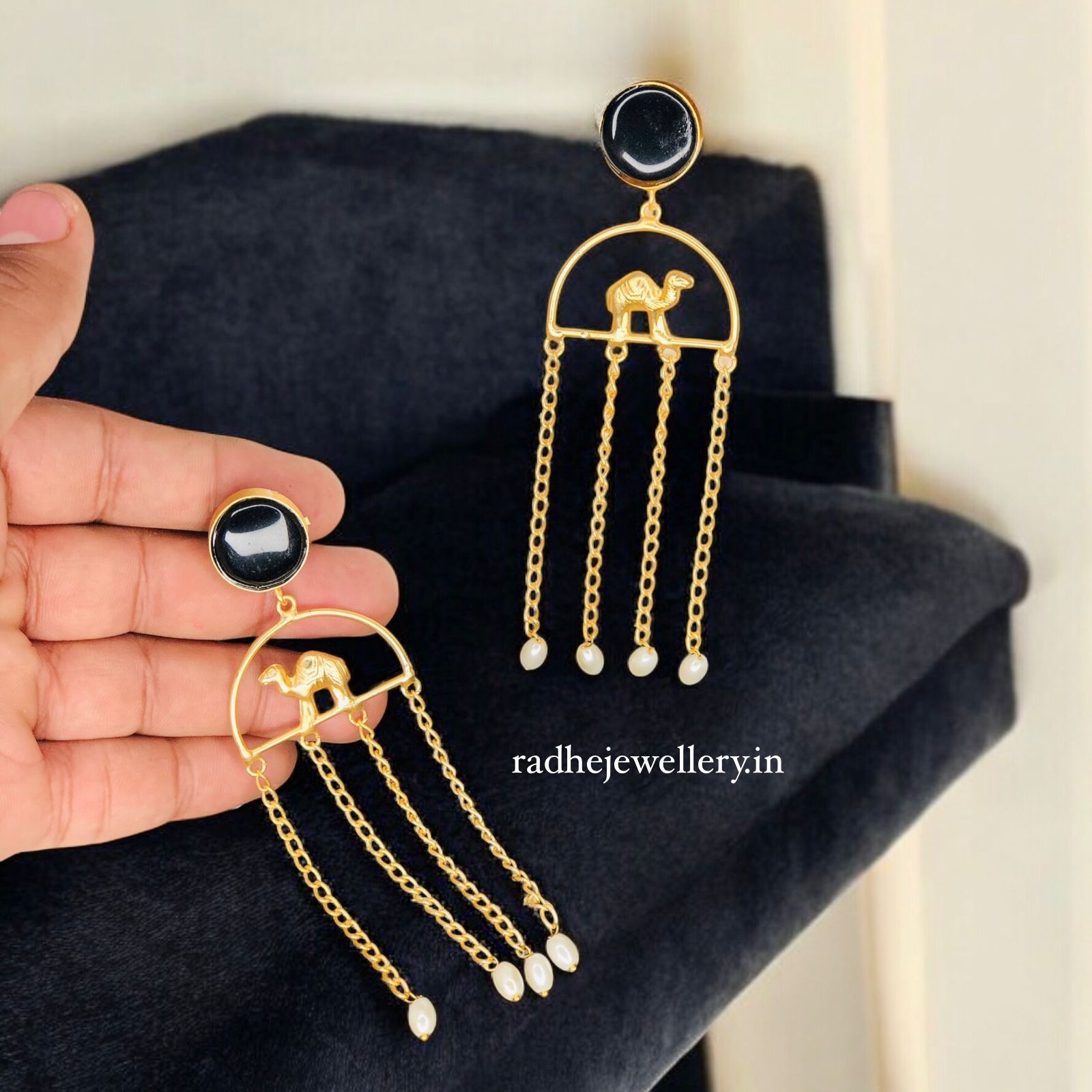 Beautiful Brass Gold Earring Gemstone Statements,Indian Earrings