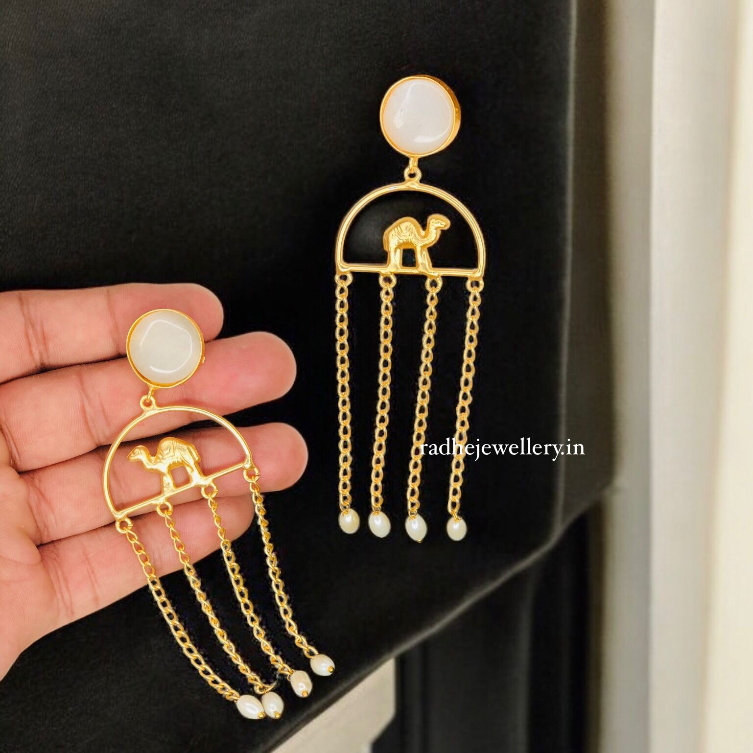 Beautiful Brass Gold Earring Gemstone Statements,Indian Earrings