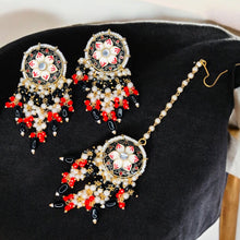 Exclusive Heavy Meenakari and Beads Earings with Matching Maang Teeka