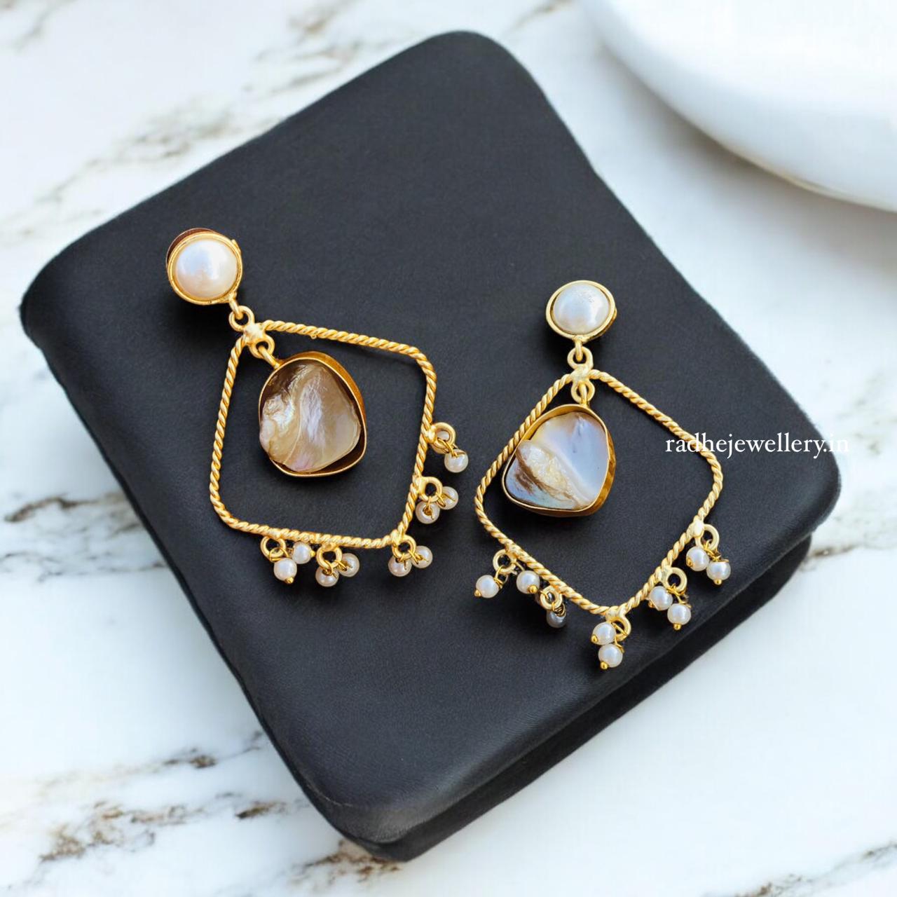 Beautiful Brass Gold Earring Gemstone Statements,Indian Earrings