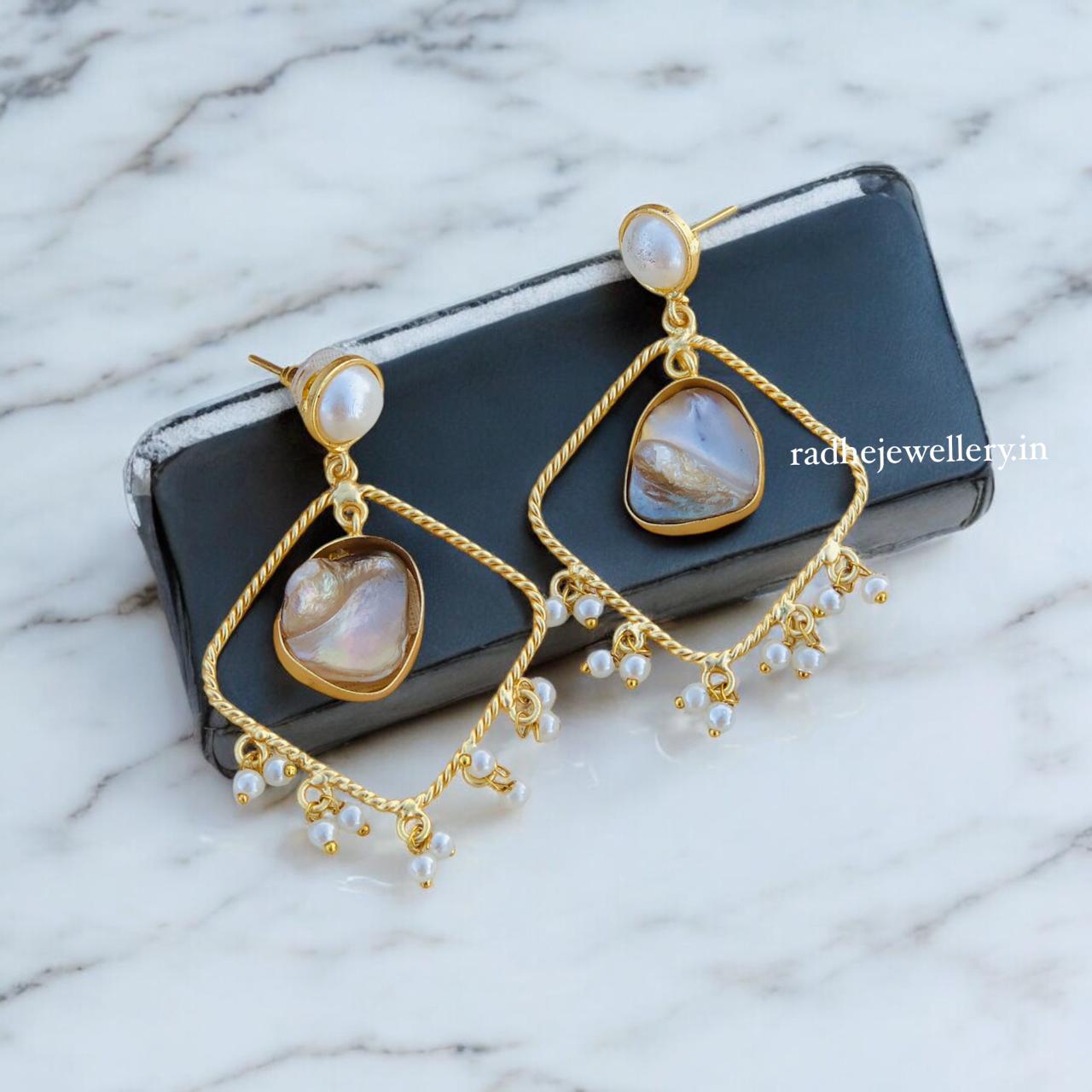 Beautiful Brass Gold Earring Gemstone Statements,Indian Earrings