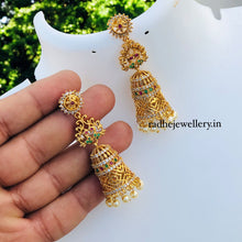 Dual Peacock Flower Design Jhumkas