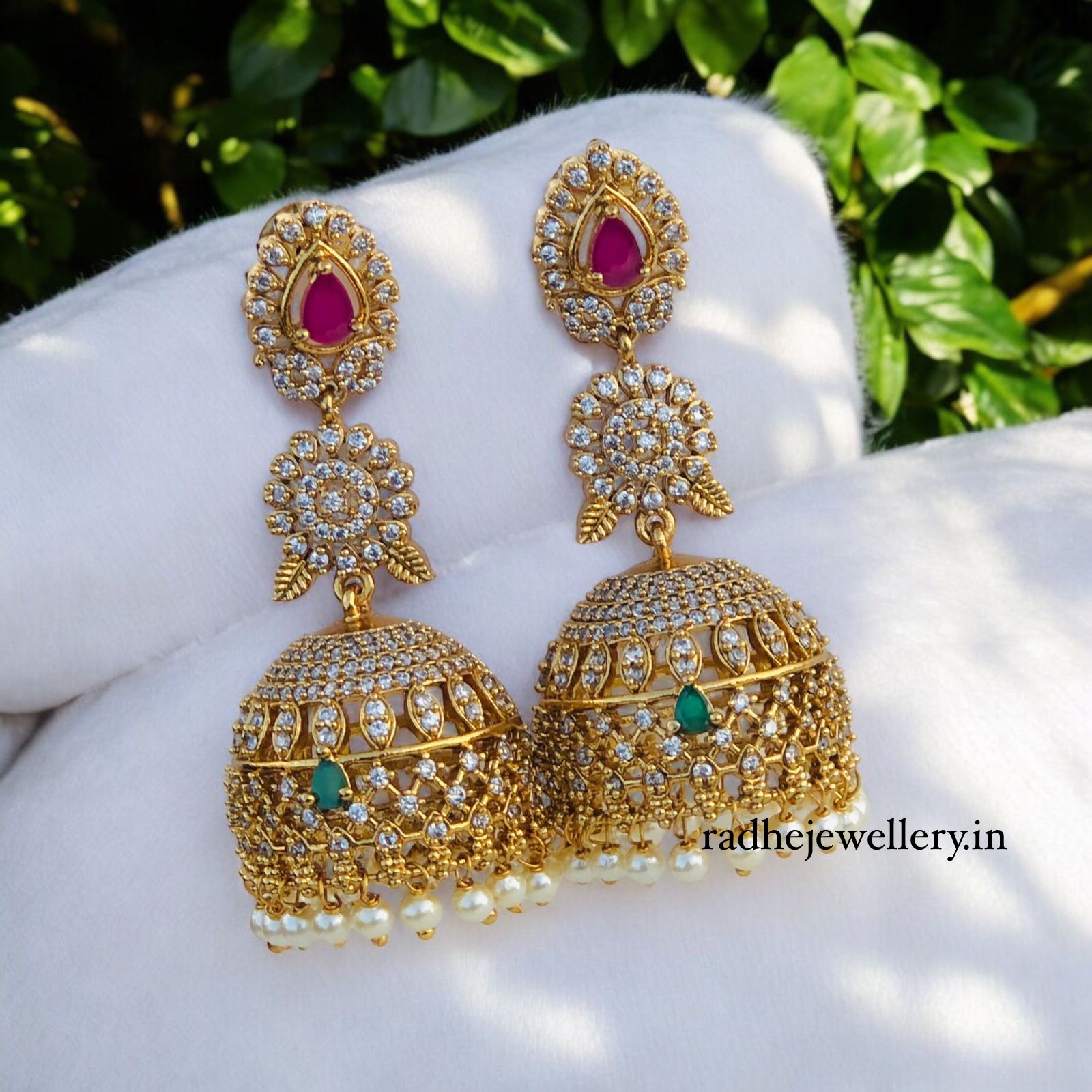 Stunning CZ Matt Bridal Jhumkas