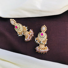 kundan mint jhumki earrings with kundan jhumki, kundan Earrings,golden polish jhumki,Bridal Earrings,Engagement Earrings,