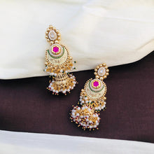 kundan mint jhumki earrings with kundan jhumki, kundan Earrings,golden polish jhumki,Bridal Earrings,Engagement Earrings,