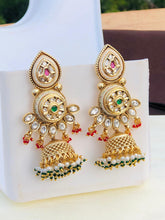 kundan mint jhumki earrings with kundan jhumki, kundan Earrings,golden polish jhumki,Bridal Earrings,Engagement Earrings
