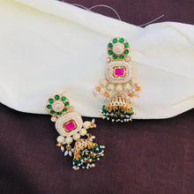 kundan mint jhumki earrings with kundan jhumki, kundan Earrings,golden polish jhumki,Bridal Earrings,Engagement Earrings