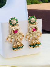 kundan mint jhumki earrings with kundan jhumki, kundan Earrings,golden polish jhumki,Bridal Earrings,Engagement Earrings