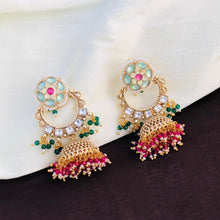 kundan mint jhumki earrings with kundan jhumki, kundan Earrings,golden polish jhumki,Bridal Earrings,Engagement Earrings