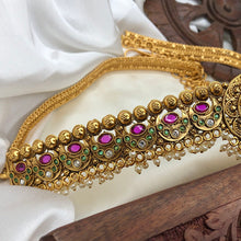 Traditional & Classic Designer Hip Belt With Multicolor Stones