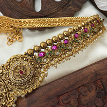 Traditional & Classic Designer Hip Belt With Multicolor Stones