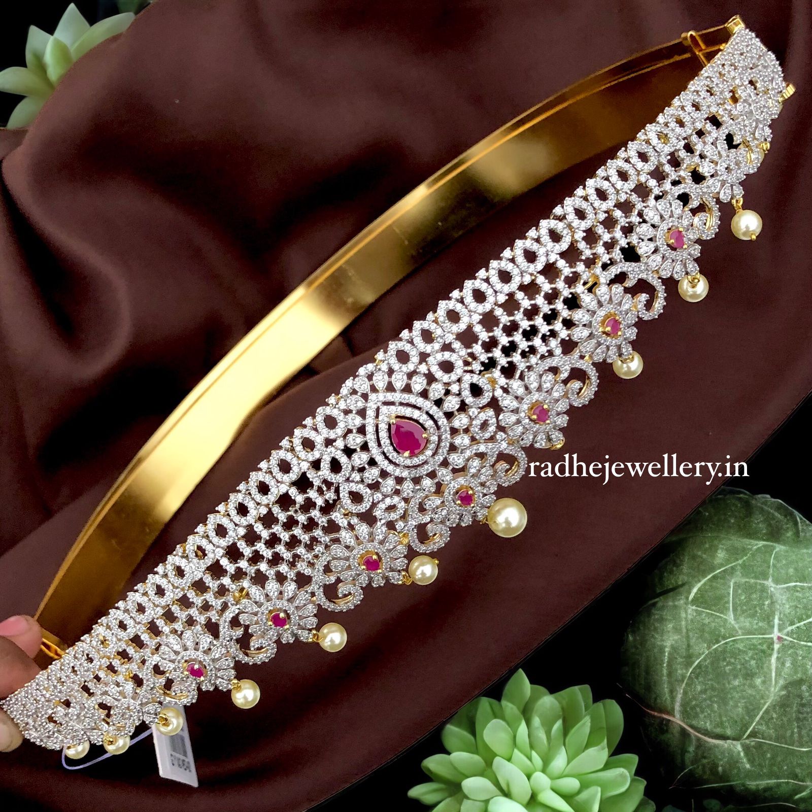 AD Stones Studded Rich & Royal Designer Hip Belt With Pearls