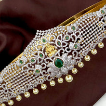 AD Stones Studded Beautiful Floral Designer Hip Belt With Pearls, 2 Choices of Stones