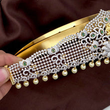 AD Stones Studded Beautiful Floral Designer Hip Belt With Pearls, 2 Choices of Stones