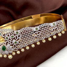 AD Stones Studded Beautiful Floral Designer Hip Belt With Pearls, 2 Choices of Stones