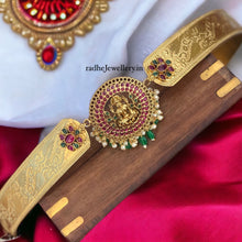 Gold Plated Waist Belt With AD Stones Lakshmi Pendant & Multicolor Stones