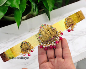 Gold Plated Waist Belt With AD Stones Ram darbar Pendant