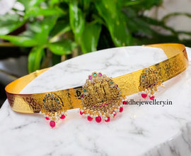 Gold Plated Waist Belt With AD Stones Ram darbar Pendant