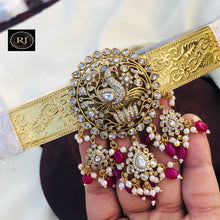 Gold Plated Waist Belt With AD Stones peacock Pendant