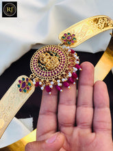Gold Plated Waist Belt With AD Stones Lakshmi Pendant & Multicolor Stones