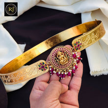 Gold Plated Waist Belt With AD Stones Lakshmi Pendant & Multicolor Stones