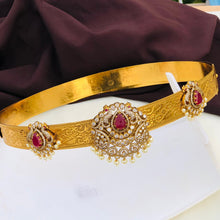 Gold Plated Waist Belt With AD Stones peacock Pendant