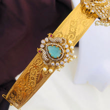 Gold Plated Waist Belt With AD Stones peacock Pendant