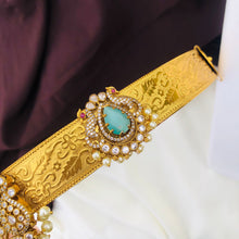 Gold Plated Waist Belt With AD Stones peacock Pendant