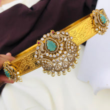 Gold Plated Waist Belt With AD Stones peacock Pendant