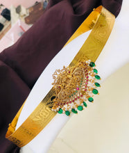 Gold Plated Waist Belt With AD Stones peacock Pendant