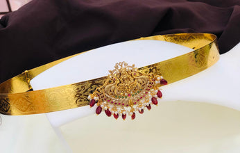 Gold Plated Waist Belt With AD Stones peacock Pendant