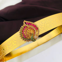Gold Plated Waist Belt With AD Stones peacock Pendant