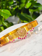 Traditional Gold-Toned Kasu-Pattern Vaddanam/Oddiyanam with Kundan, Ruby, and Emerald Embellishments