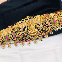 Gold Plated Waist Belt With AD Stones temple Lakshmi Pendant Vaddanams (Hip belts)