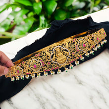 Gold Plated Waist Belt With AD Stones temple Lakshmi Pendant Vaddanams (Hip belts)