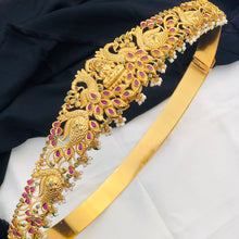 Gold Plated Waist Belt With AD Stones temple Lakshmi Pendant Vaddanams (Hip belts)