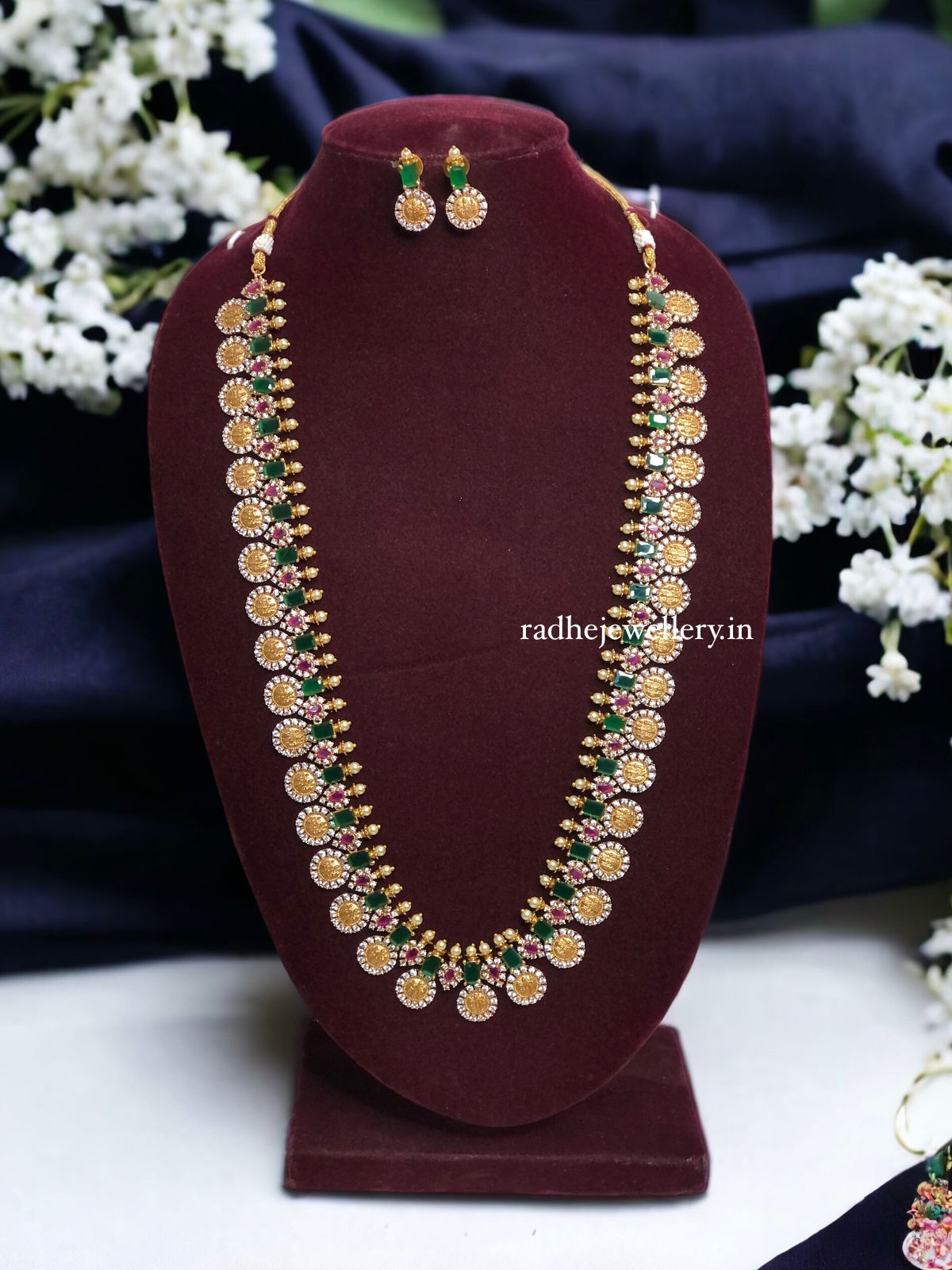 Beautiful Ruby & AD Stone Ram Parivar Necklace Haram Set