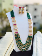 Designer Handmade Multi Layered Beaded Kundan Long Necklace Set